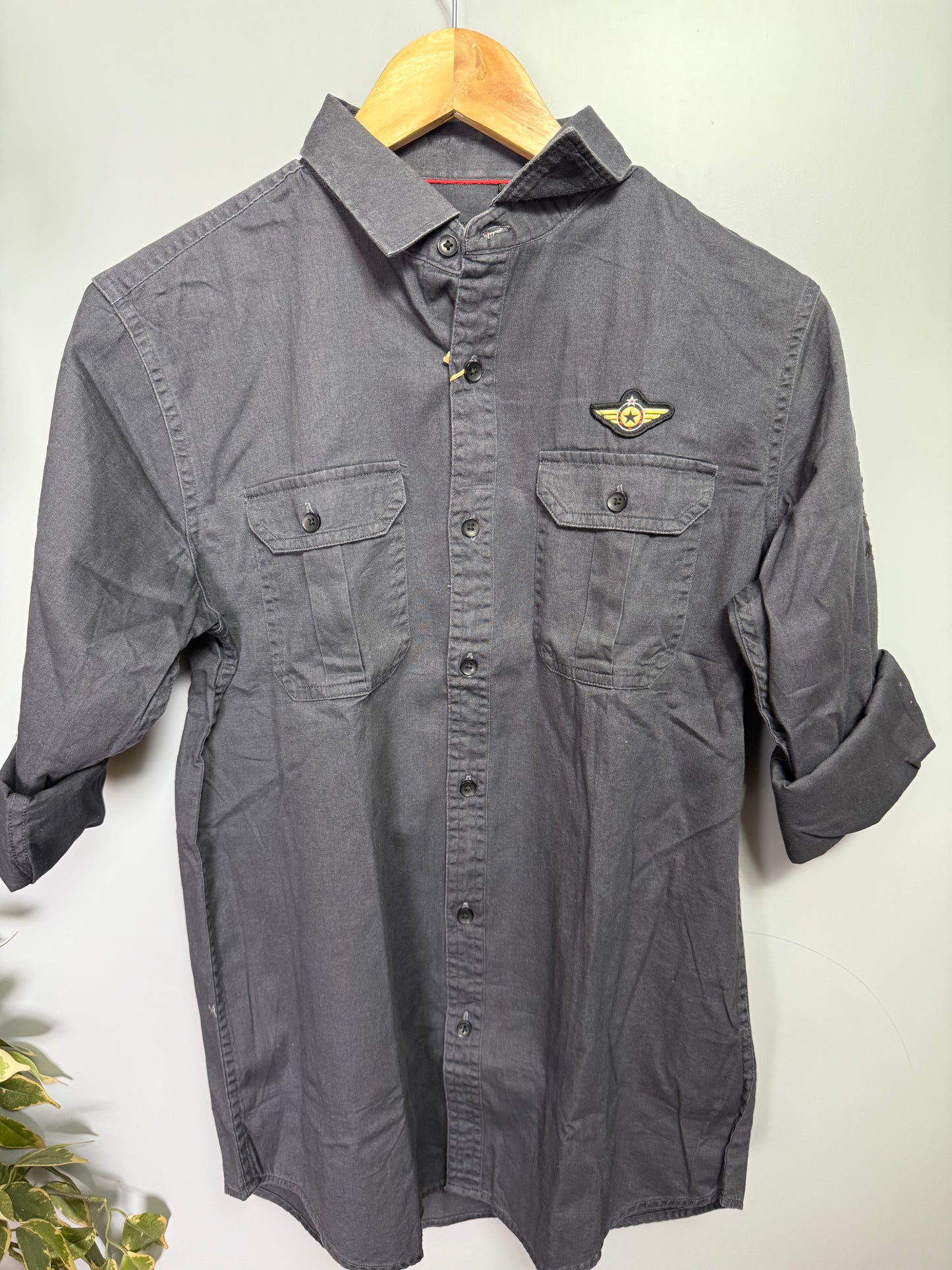 Men's Solid Full Sleeve Cotton Shirt - Grey