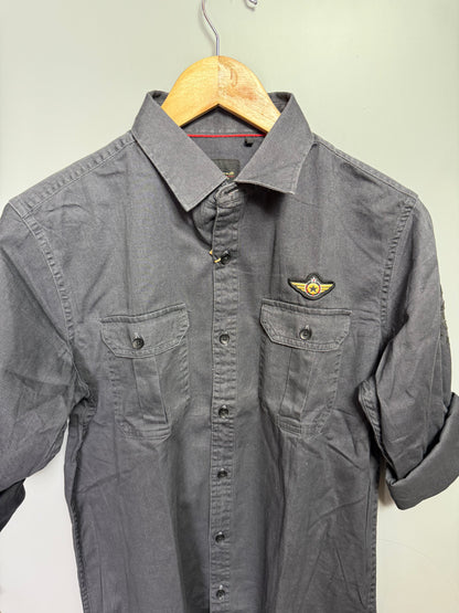 Men's Solid Full Sleeve Cotton Shirt - Grey