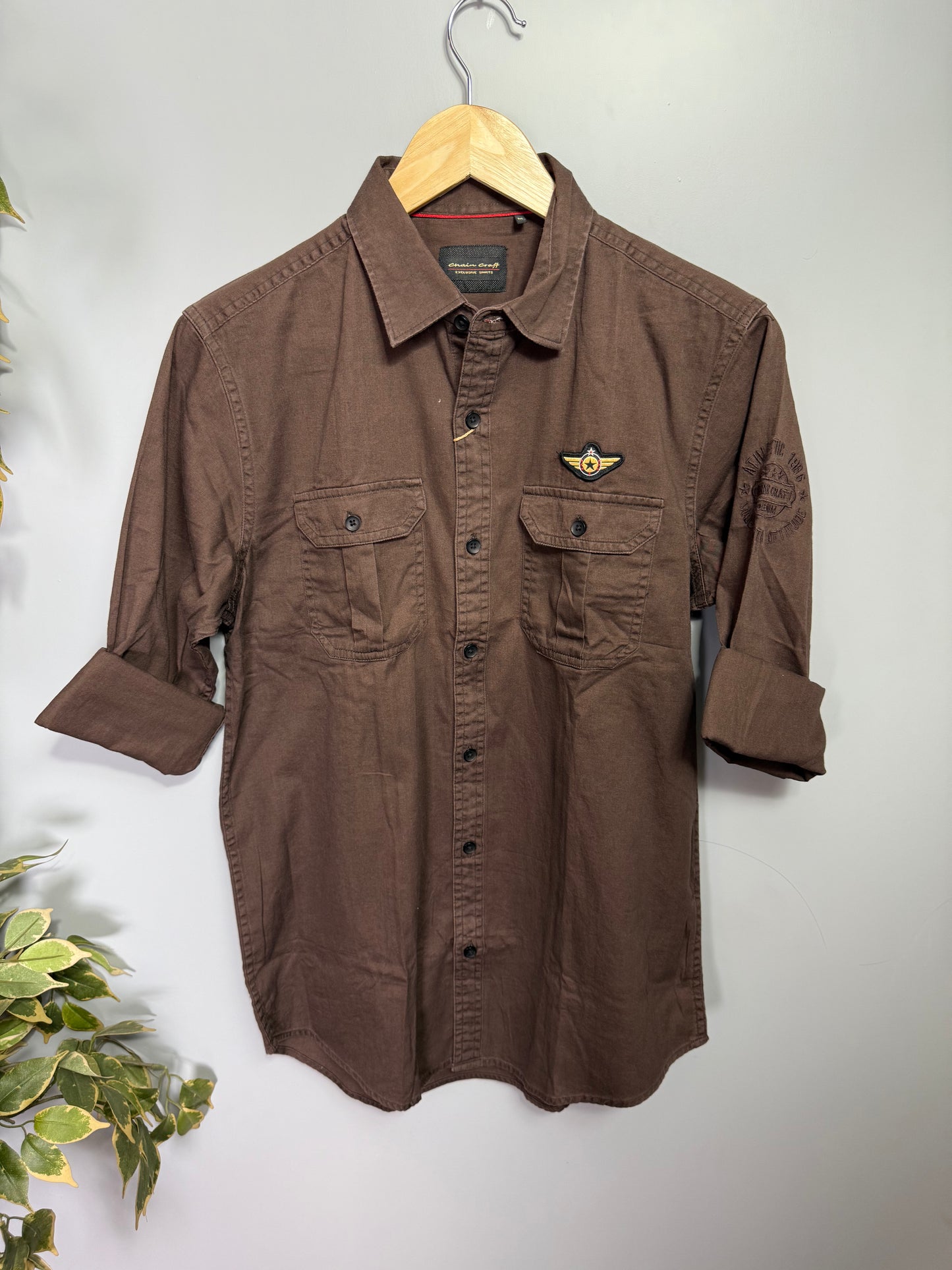 Men's Solid Full Sleeve Shirt - Brown