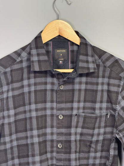 Men's Checked Full Sleeve Corduroy Shirt Black & Blue