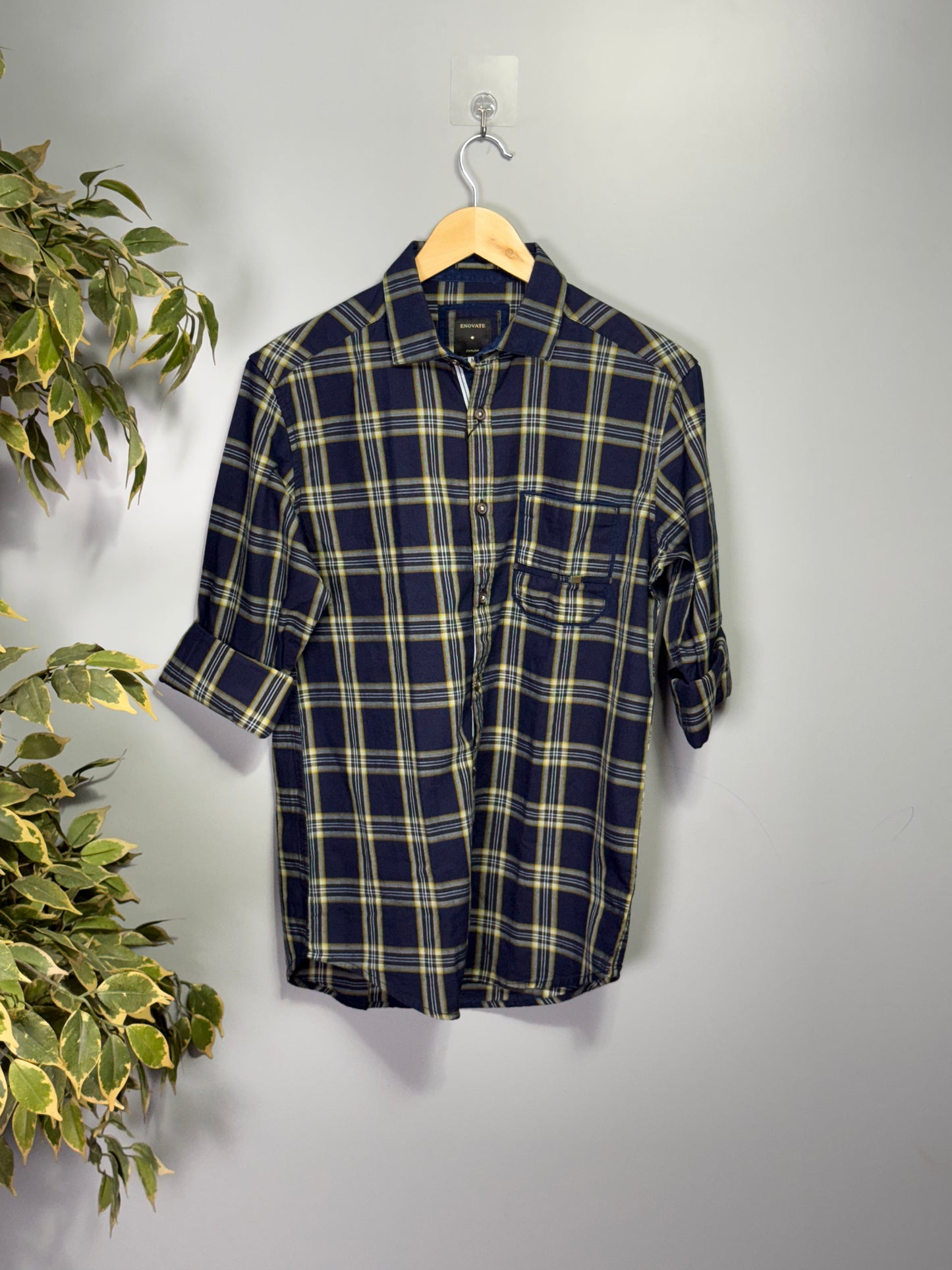 Men's Indigo Checks Full sleeve Cotton Shirt