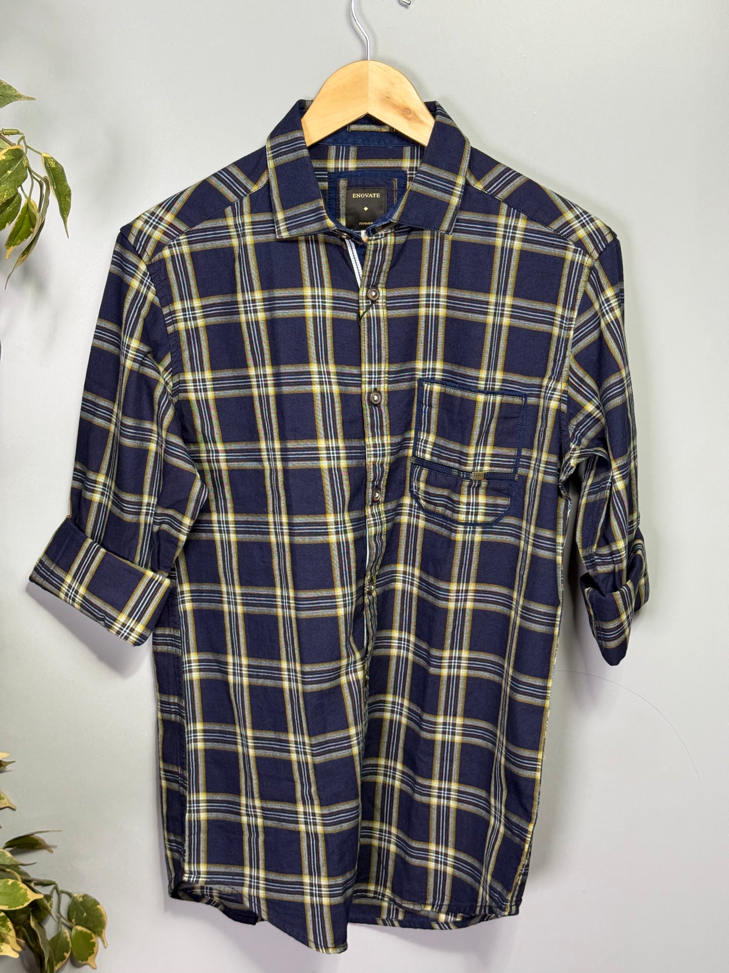 Men's Indigo Checks Full sleeve Cotton Shirt