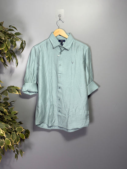 Men's Solid Full sleeve Imported linen Shirt - Light green