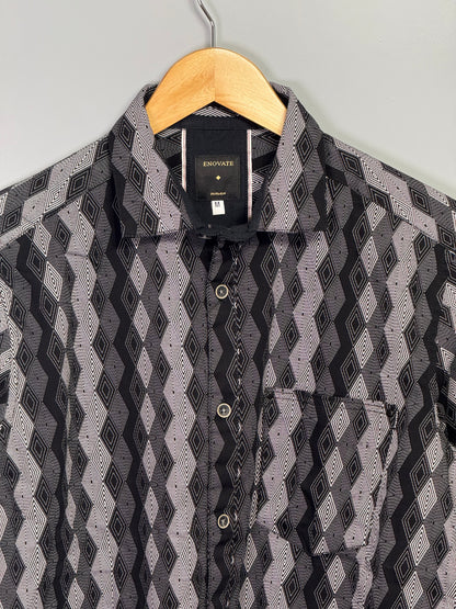 Men's Printed Full Sleeve Twill Shirt - Black & Grey