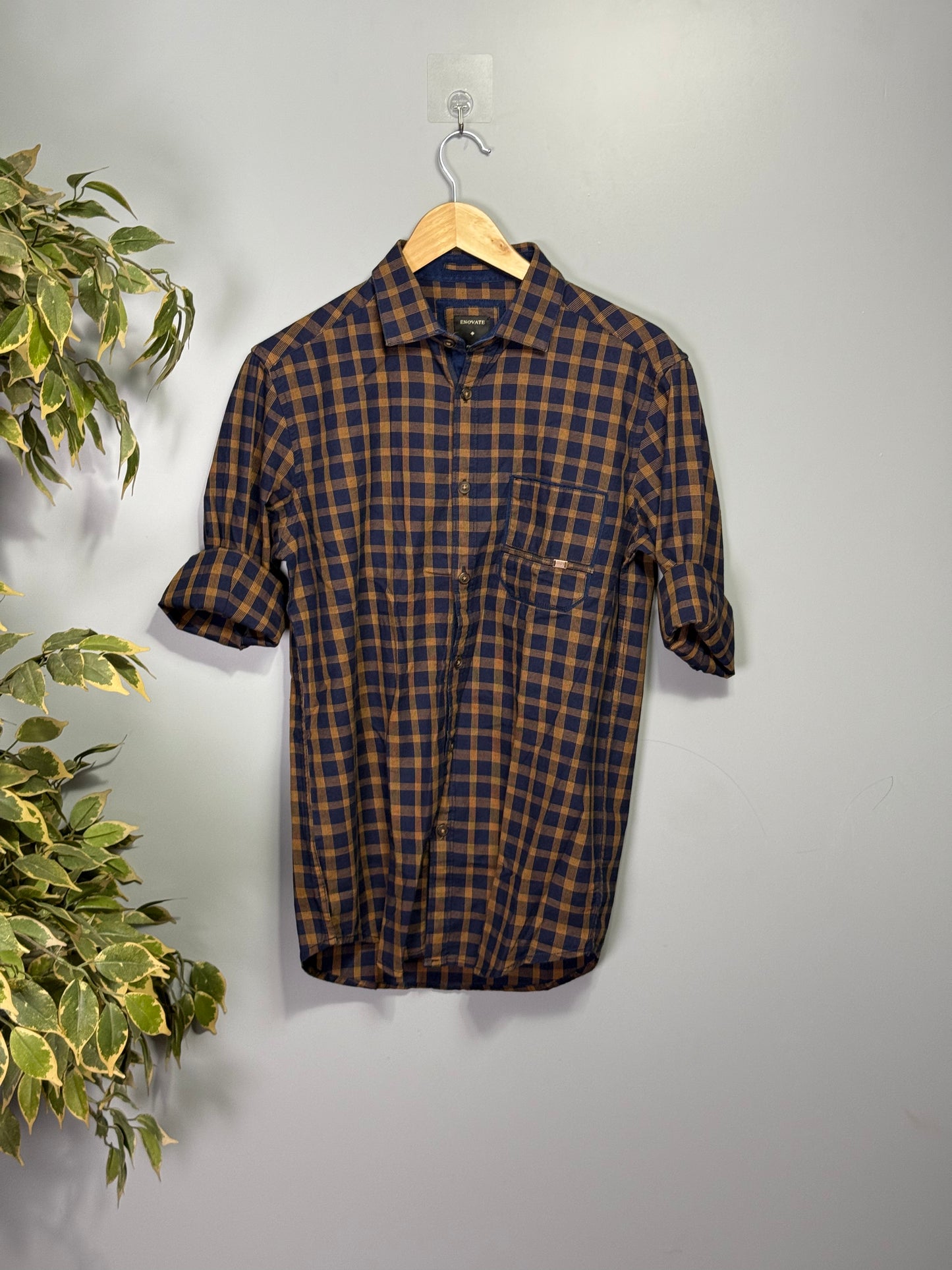 Men's Indigo Checks Full sleeve Cotton Shirt