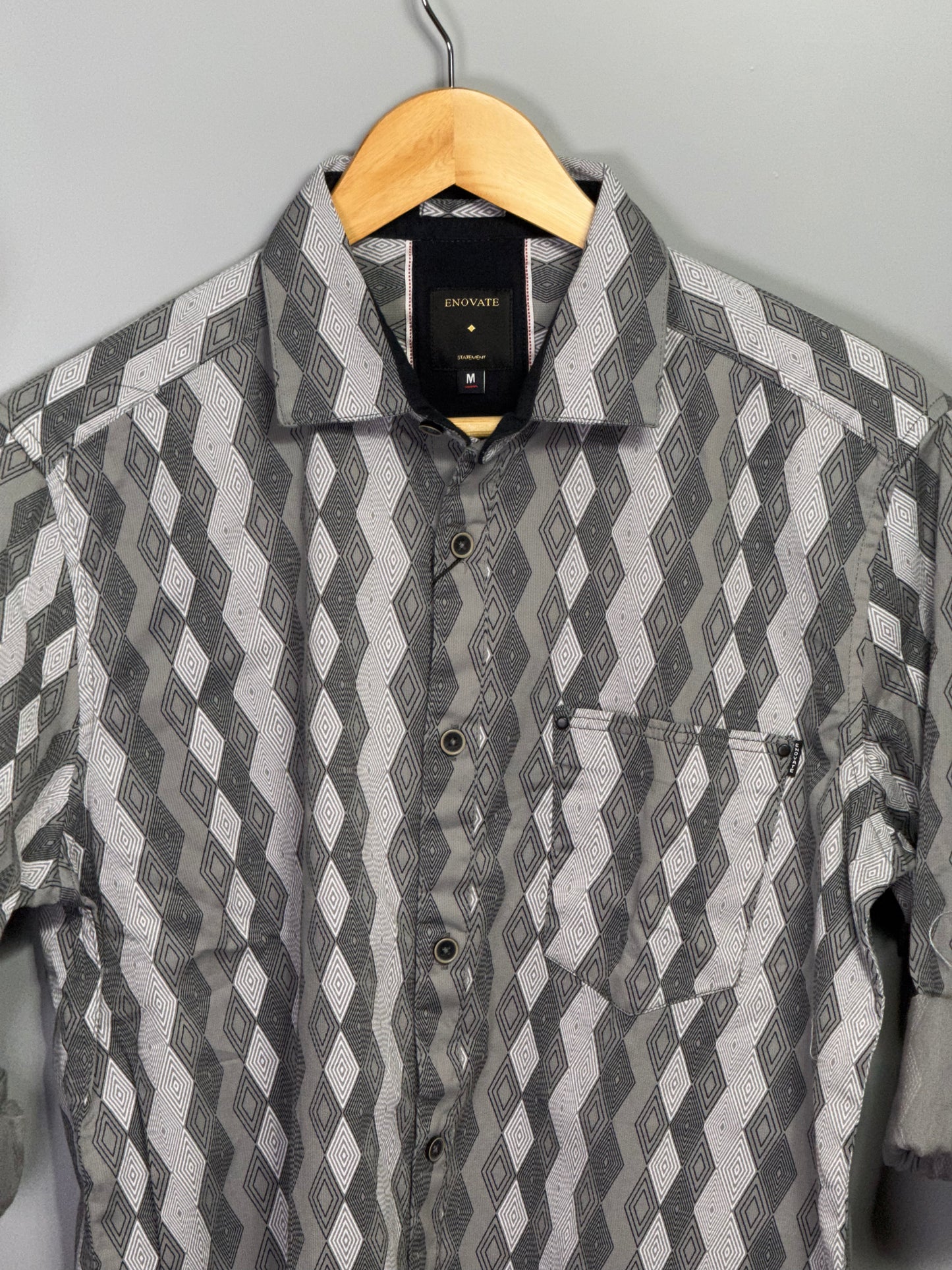 Men's Printed Full sleeve Twill Shirt - Grey