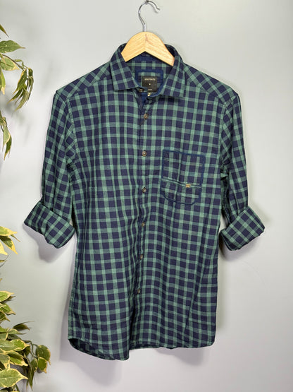 Men's Indigo Checks Full sleeve Cotton Shirt