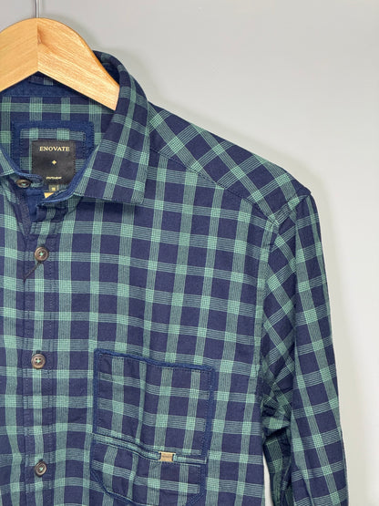 Men's Indigo Checks Full sleeve Cotton Shirt