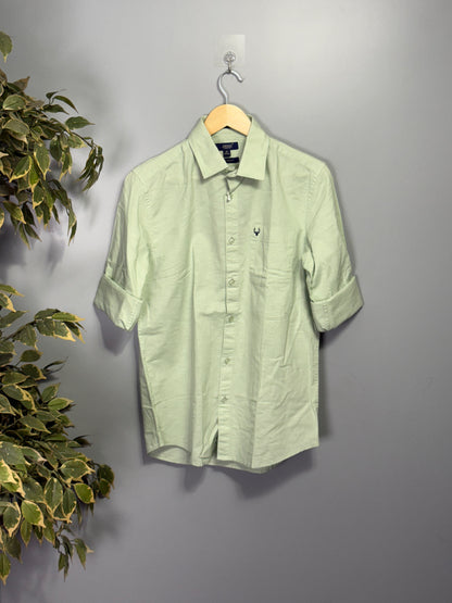 Men's Solid Full sleeve Slub linen Shirt - Light Green