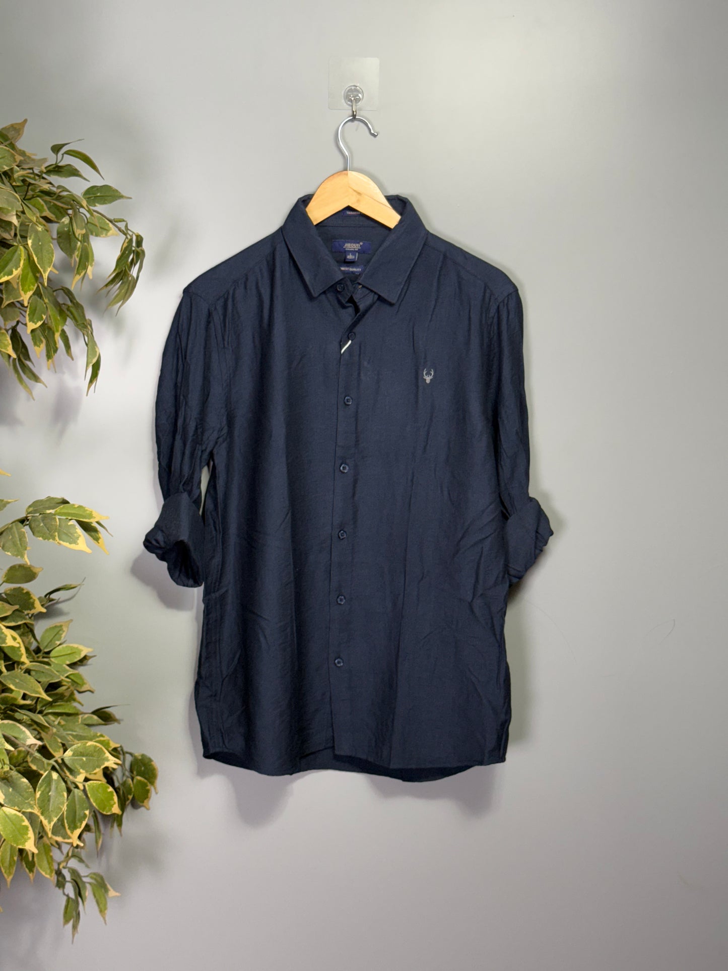 Men's Solid Full sleeve Imported Linen Shirt - Navy