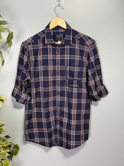 Men's Indigo Checks Full sleeve Cotton Shirt