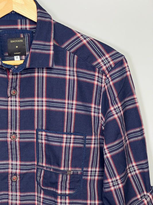 Men's Indigo Checks Full sleeve Cotton Shirt