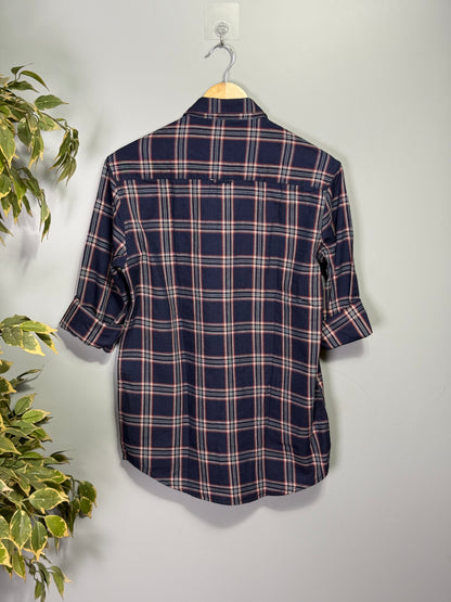 Men's Indigo Checks Full sleeve Cotton Shirt