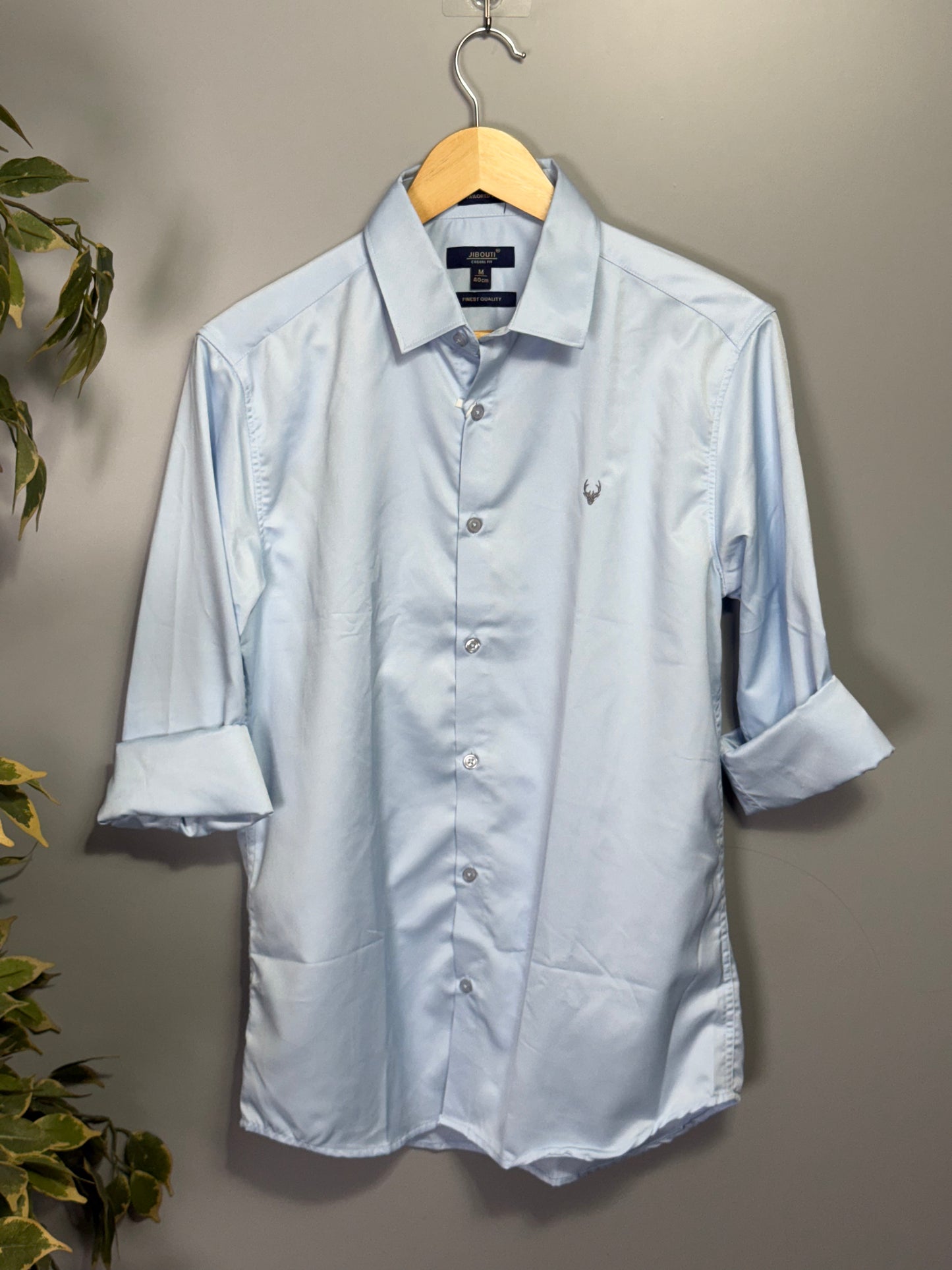 Men's Solid Full sleeve Satin shirt - Official light blue