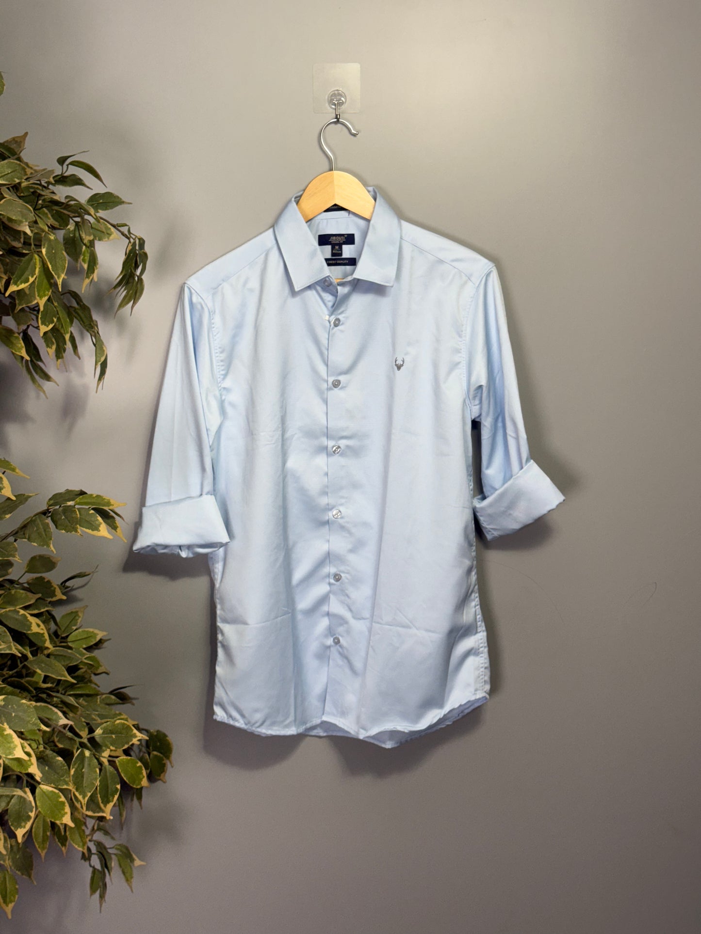 Men's Solid Full sleeve Satin shirt - Official light blue