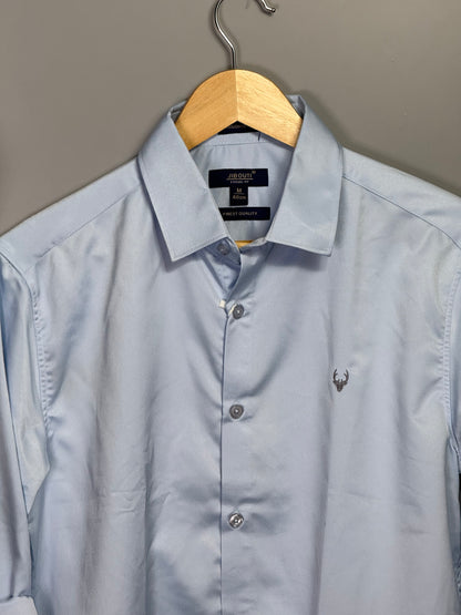 Men's Solid Full sleeve Satin shirt - Official light blue