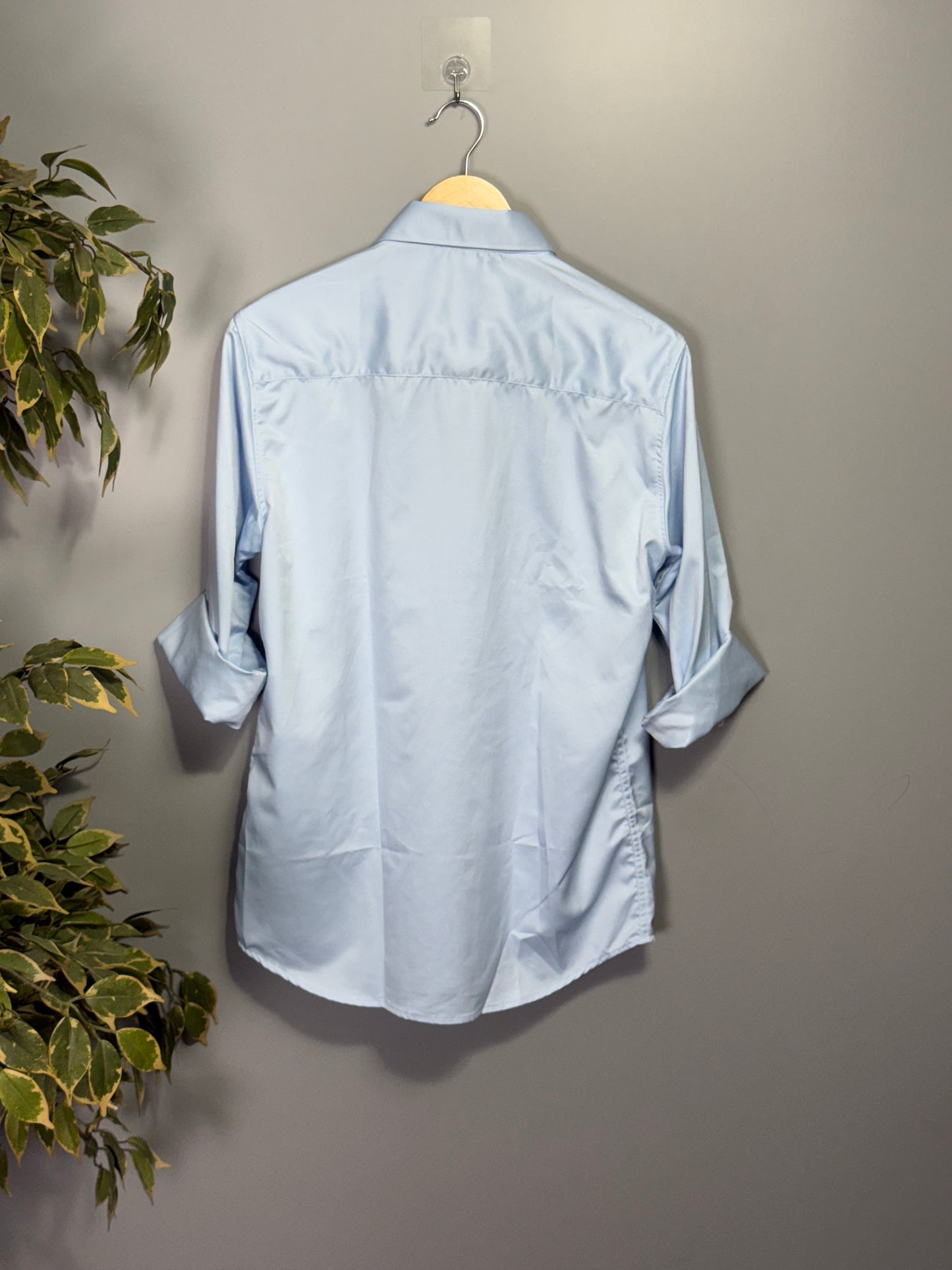 Men's Solid Full sleeve Satin shirt - Official light blue