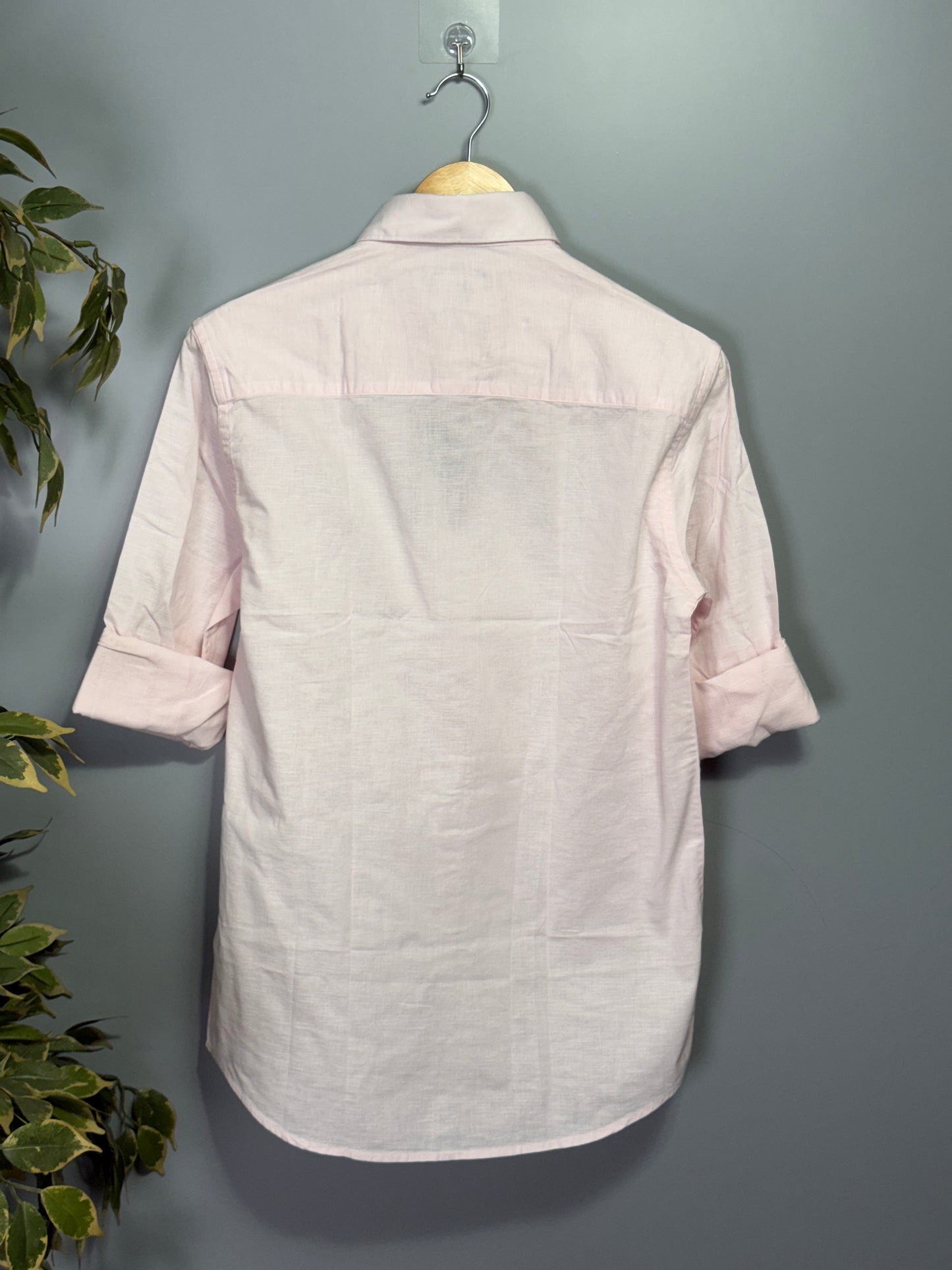 Men's Solid Full sleeve Slub linen Shirt - Light Pink