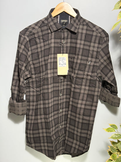 Men's Checked Full Sleeve Corduroy Shirt Black