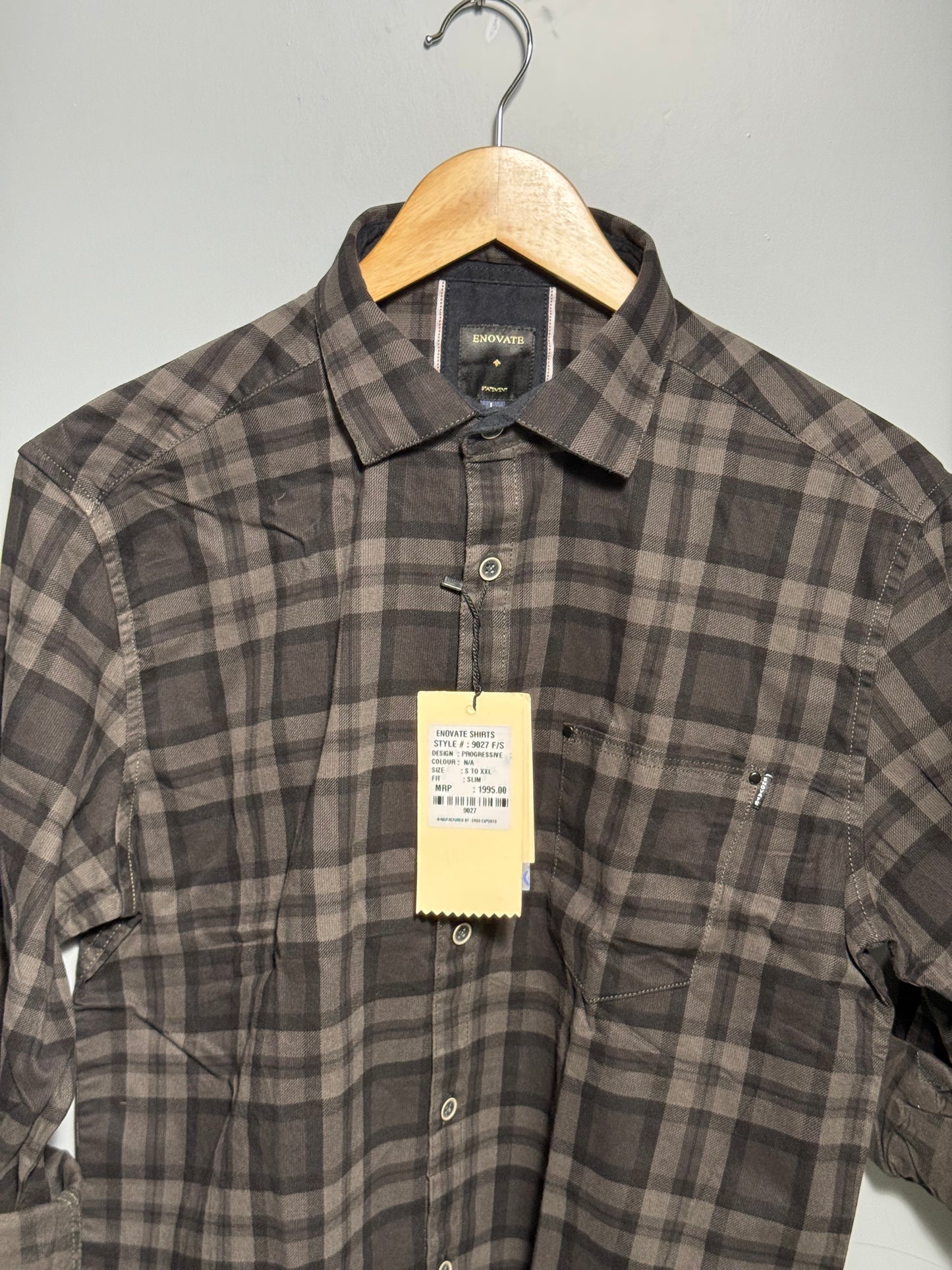 Men's Checked Full Sleeve Corduroy Shirt Black