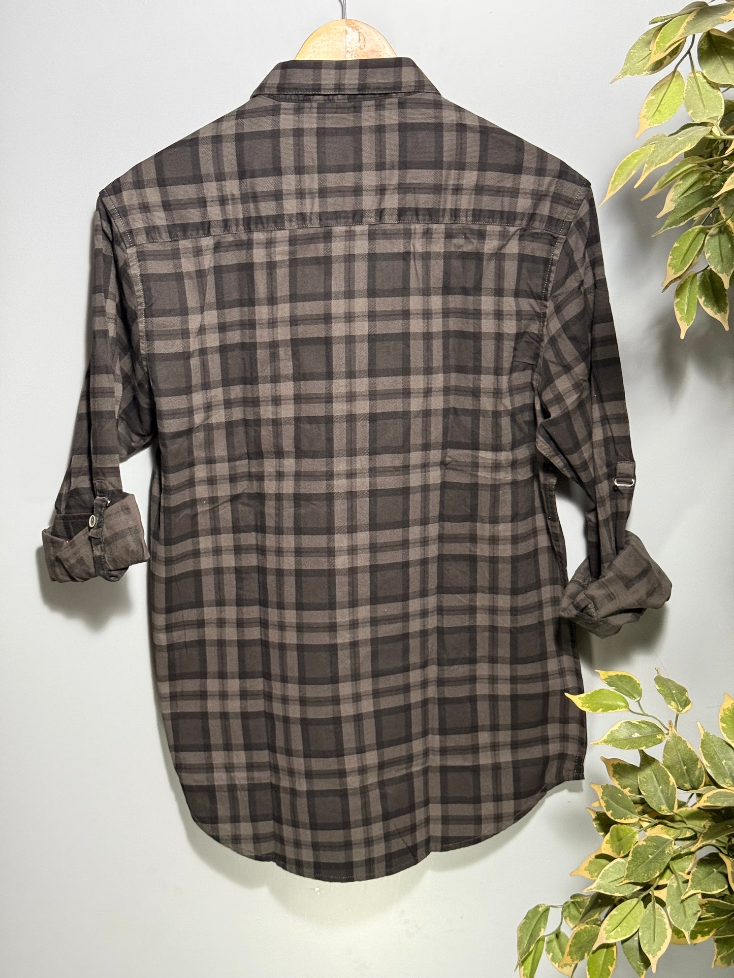 Men's Checked Full Sleeve Corduroy Shirt Black