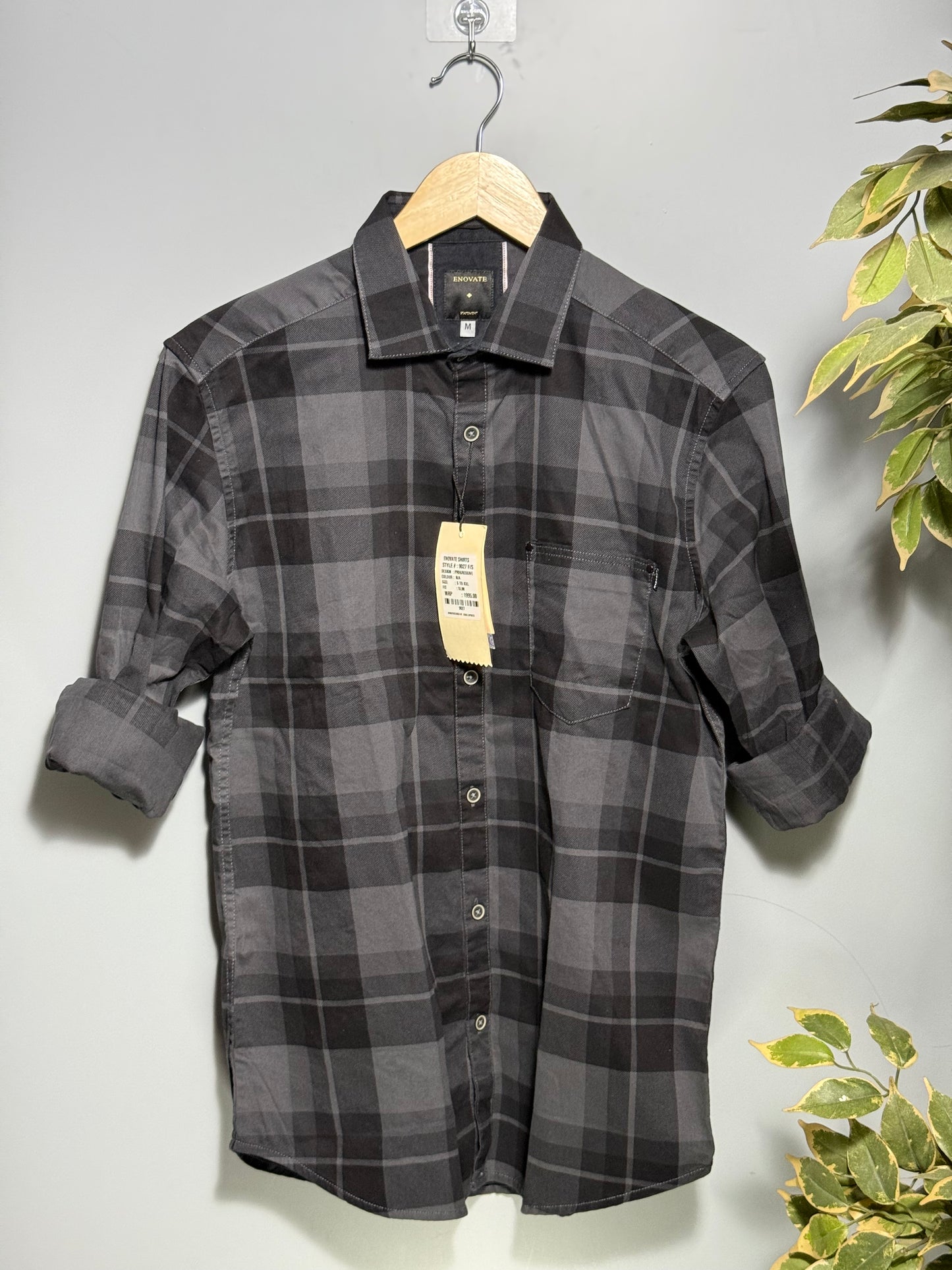 Men's Checked Full sleeve Corduroy Shirt Black