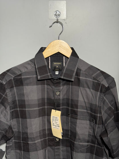 Men's Checked Full sleeve Corduroy Shirt Black