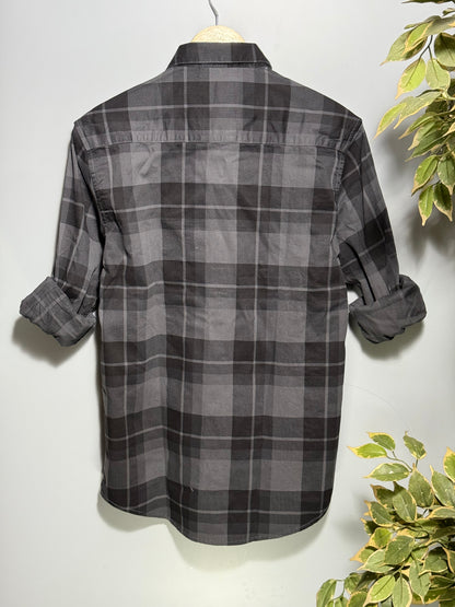 Men's Checked Full sleeve Corduroy Shirt Black