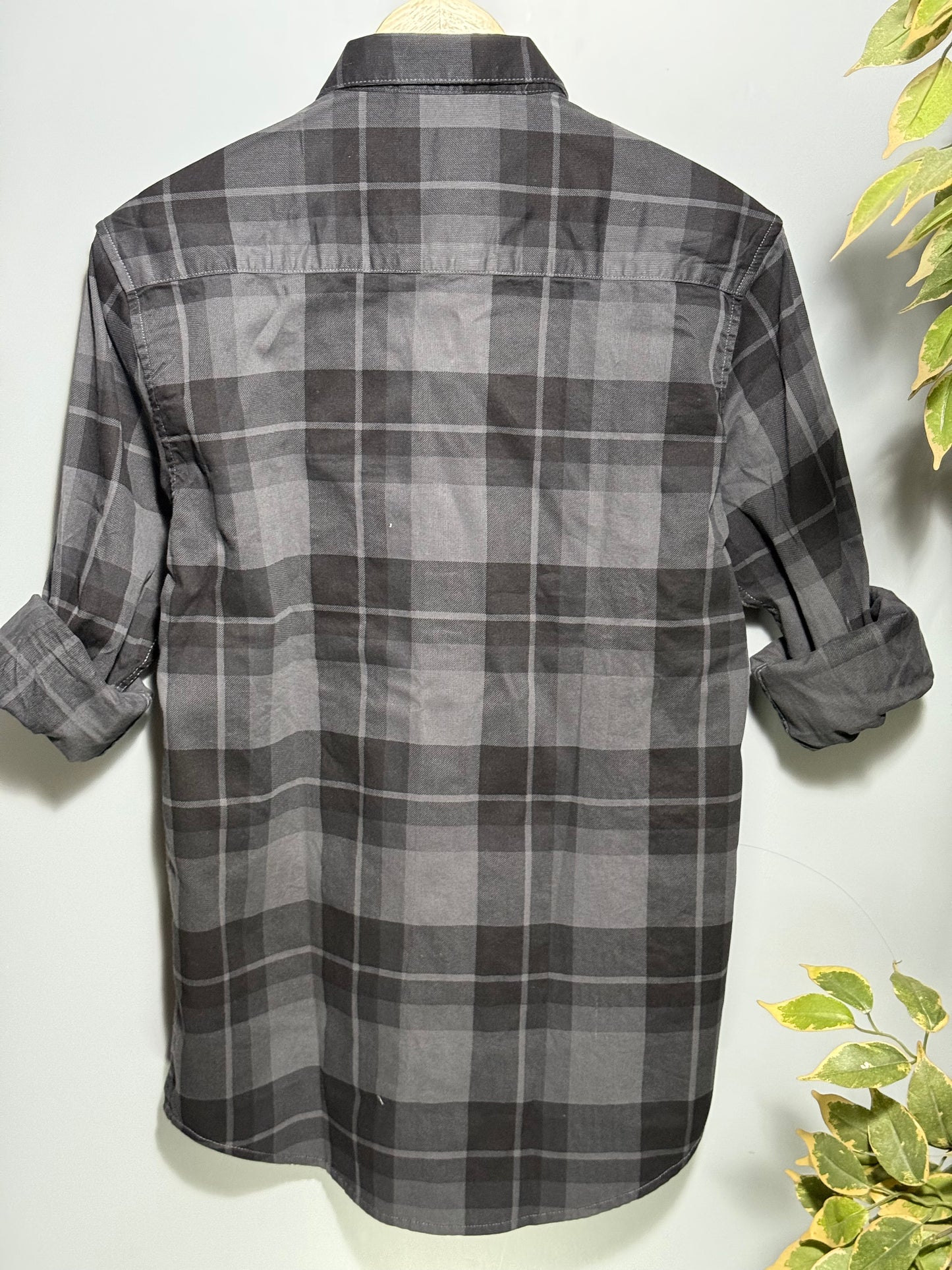 Men's Checked Full sleeve Corduroy Shirt Black